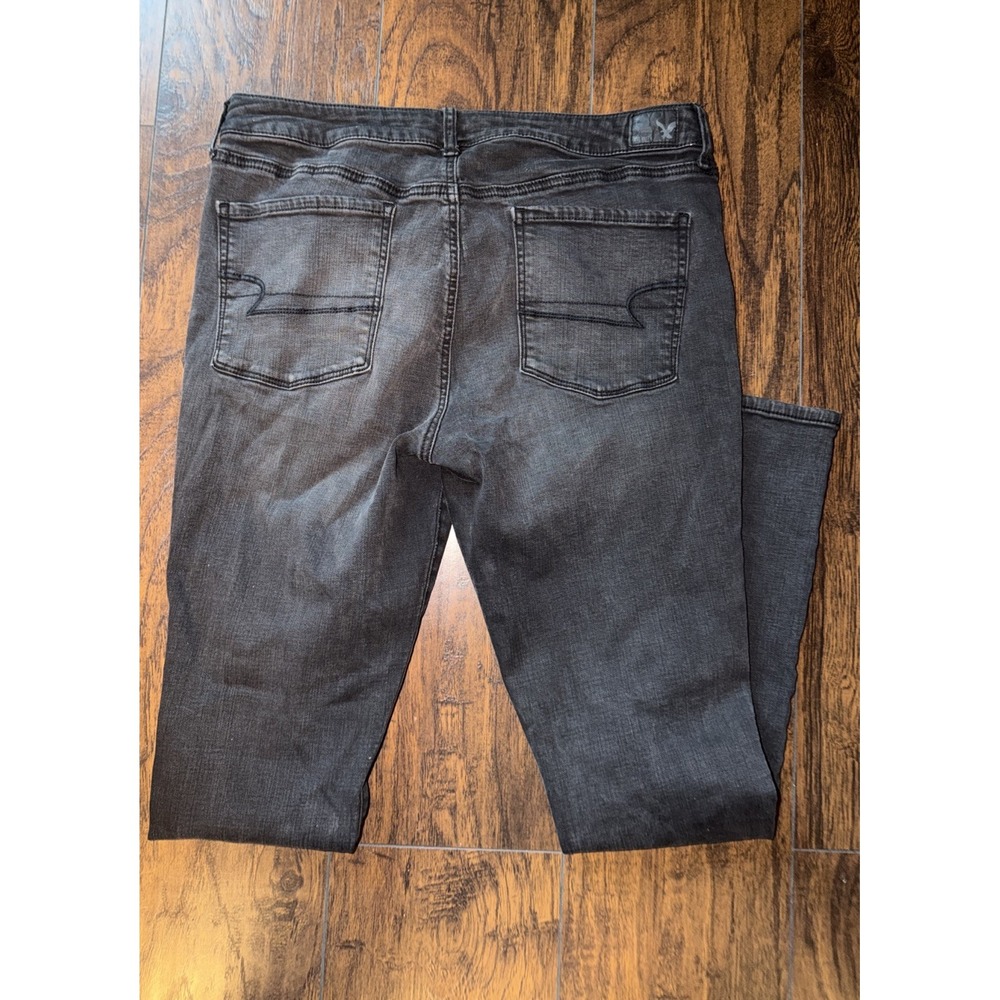 American Eagle Outfitters Charcoal Gray High-Rise Super Stretch Jeans Size 16